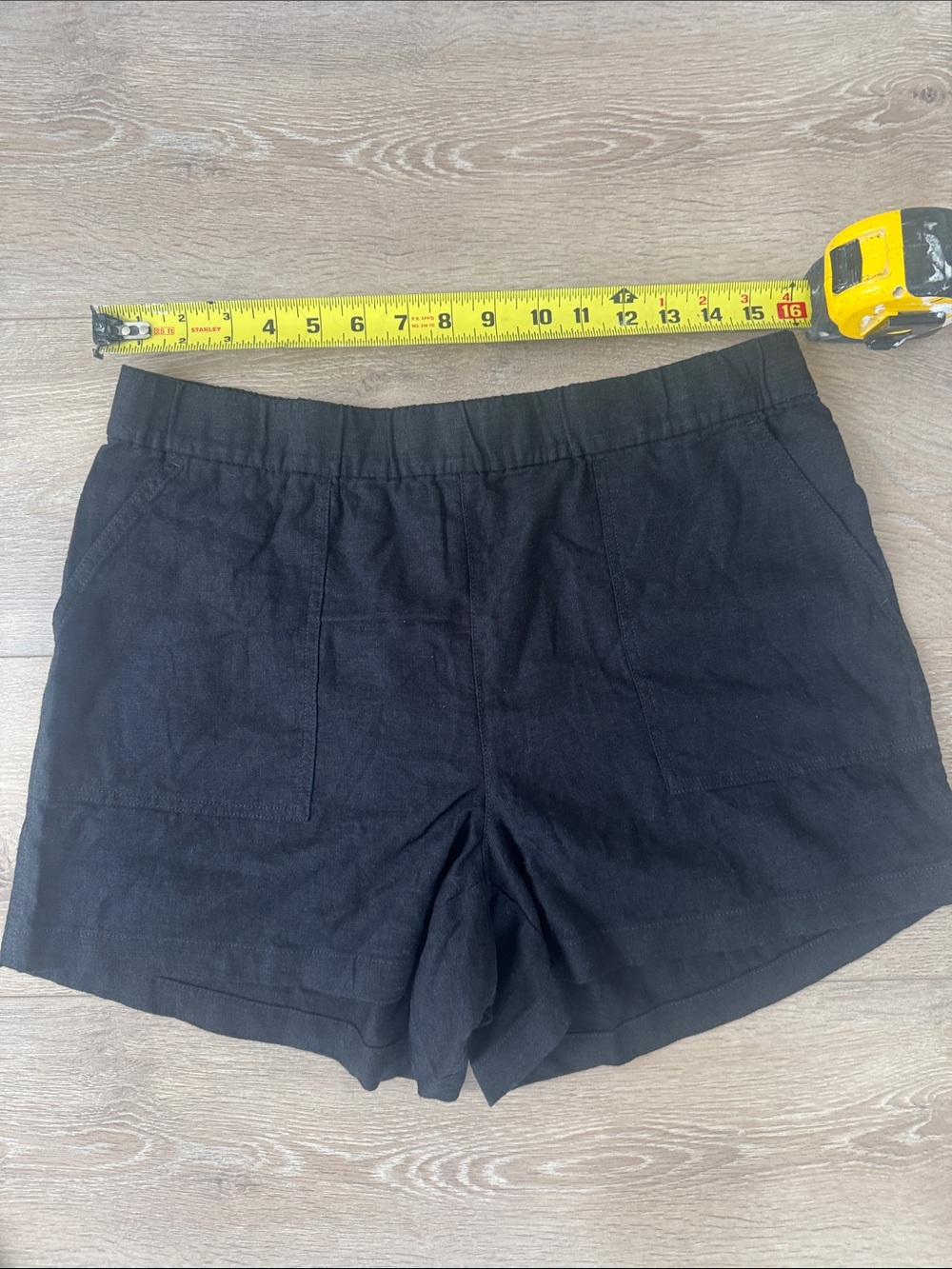 NWT J. Crew Black Elastic-Waist Linen Shorts with Front Pockets - Picture 7 of 9